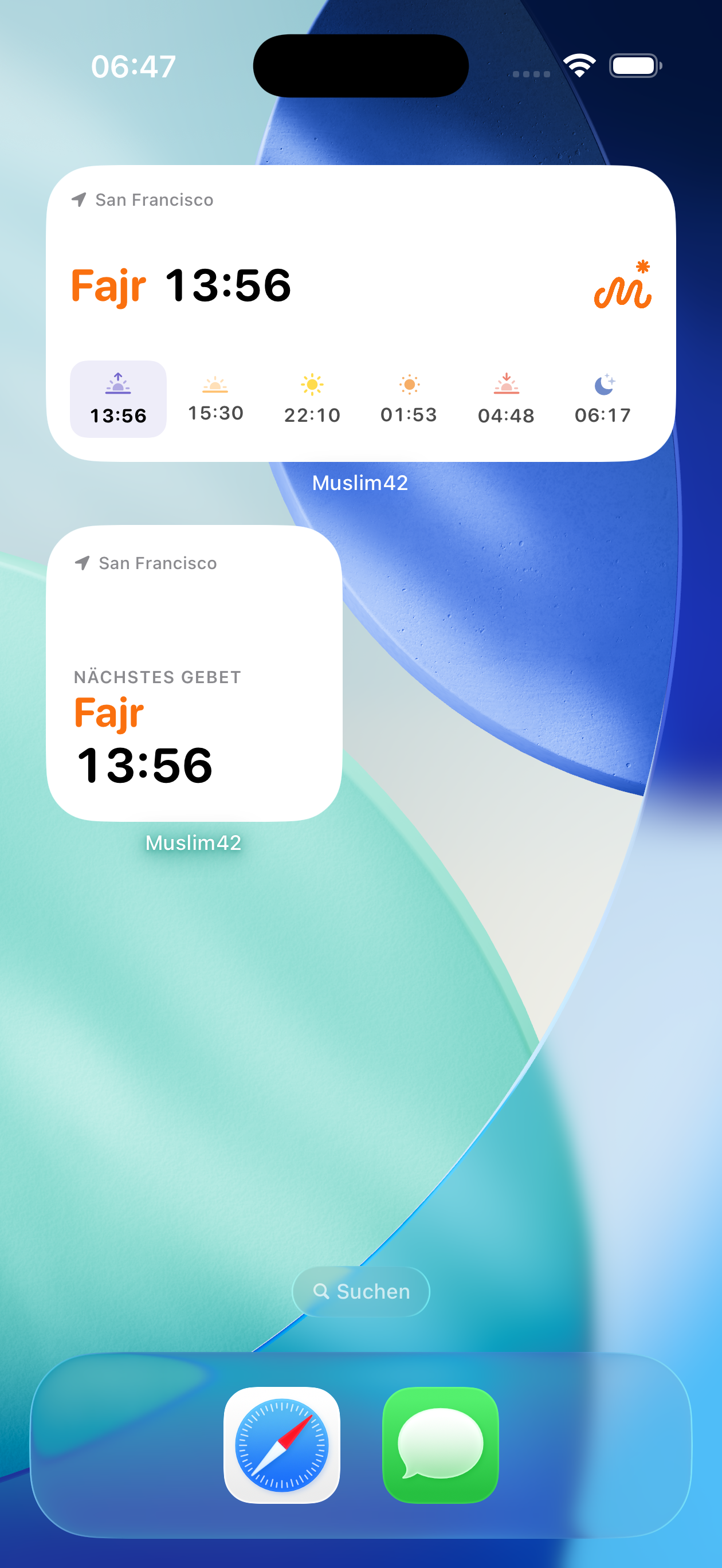 Widgets on the home screen